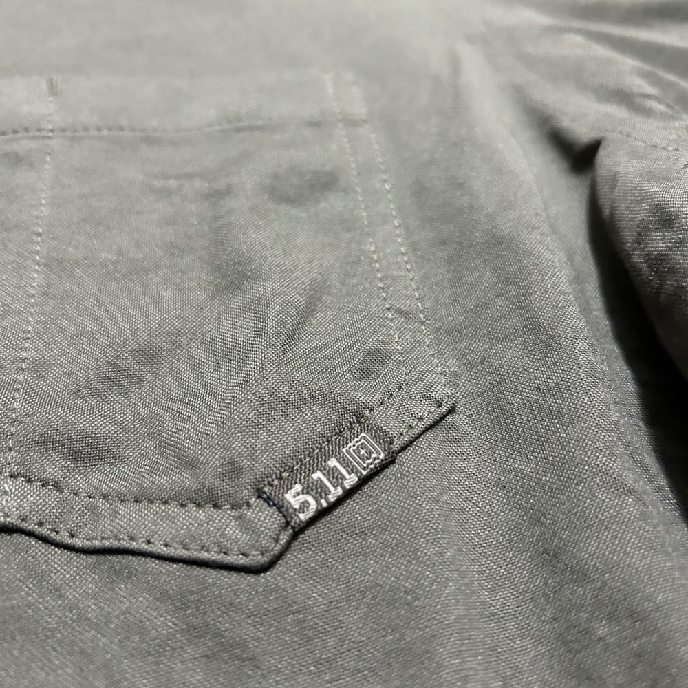 5.11 Tactical Button Down Jefferson Shirt Medium Green Long Sleeve Outdoor Duty - Picture 3 of 9